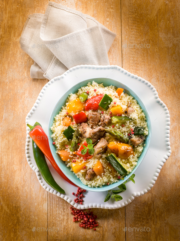 cous cous with meat  and vegetables - Stock Photo - Images