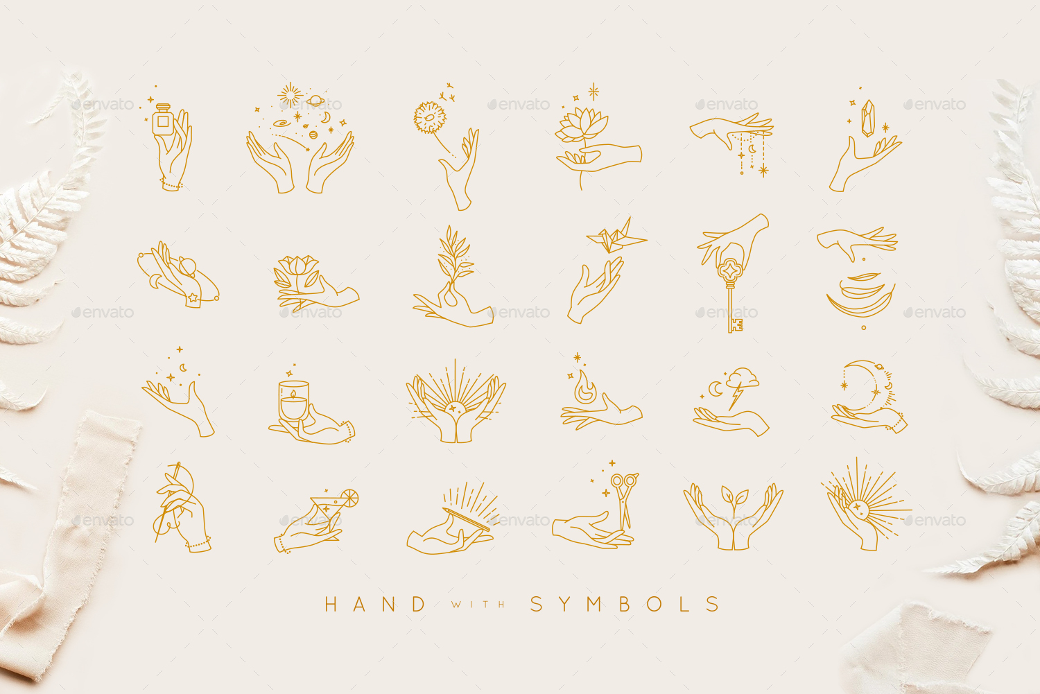 Hand With Symbols, Vectors | GraphicRiver