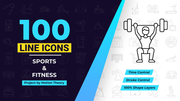 100 Sport & Fitness Line Icons