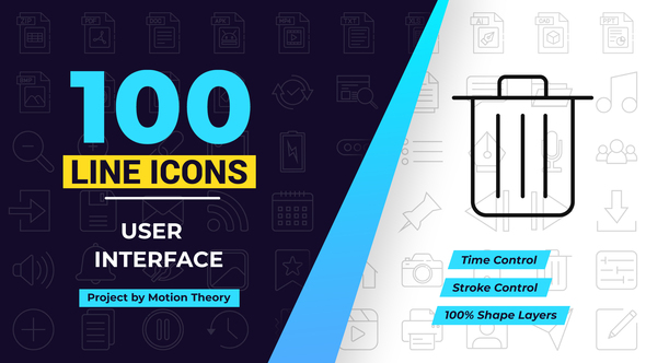 100 User Interface Line Icons