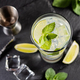 One glass of mojito cocktail with mint, lime and ice cubes - PhotoDune Item for Sale