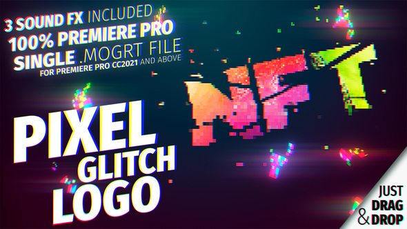 Pixel Glitch Logo For Premiere Pro MOGRT