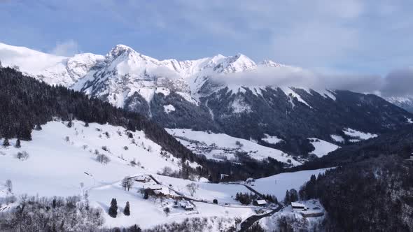 Beautiful Epic Scale Mountain Range French Alps Aerial Drone Footage