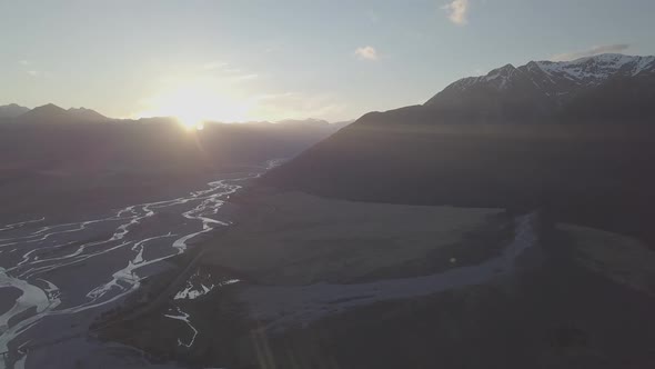 Sunset in New Zealand mountains