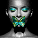 Beauty model woman with green butterfly - PhotoDune Item for Sale
