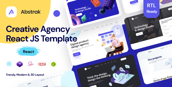 Marvelous Abstrak - React Agency and React Template + RTL