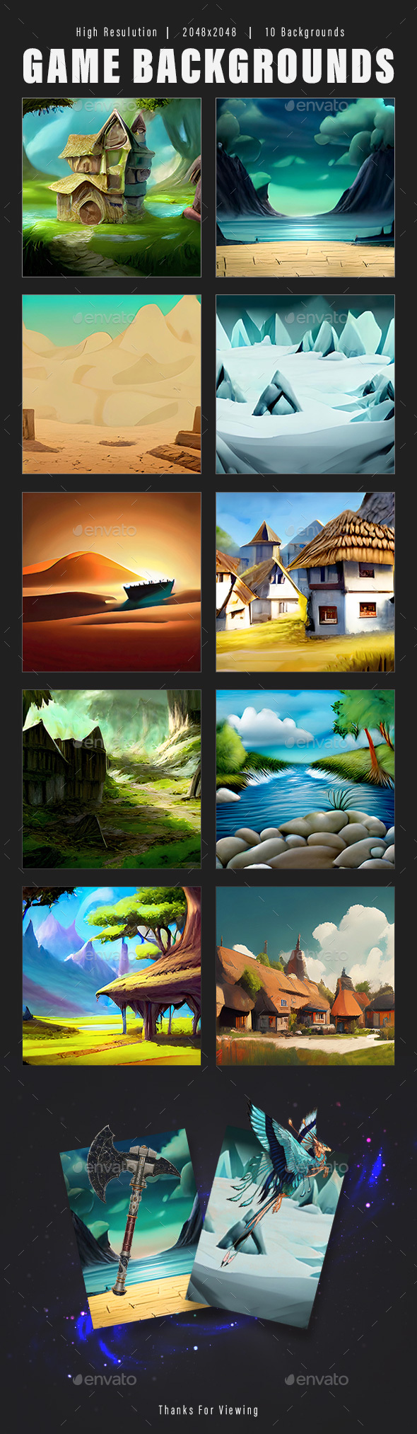 10 High Resolution Game backgrounds for Game Character