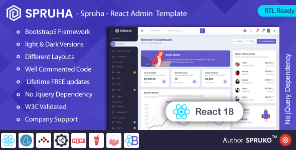 Spruha – React Admin & Dashboard Template