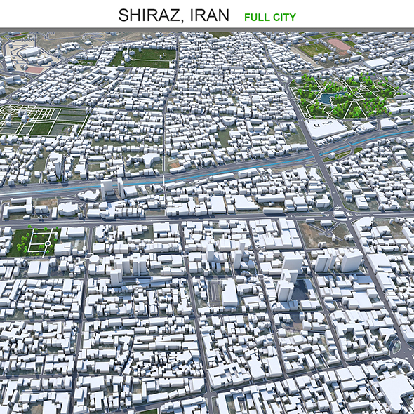 Shiraz city Iran 3d model 80km