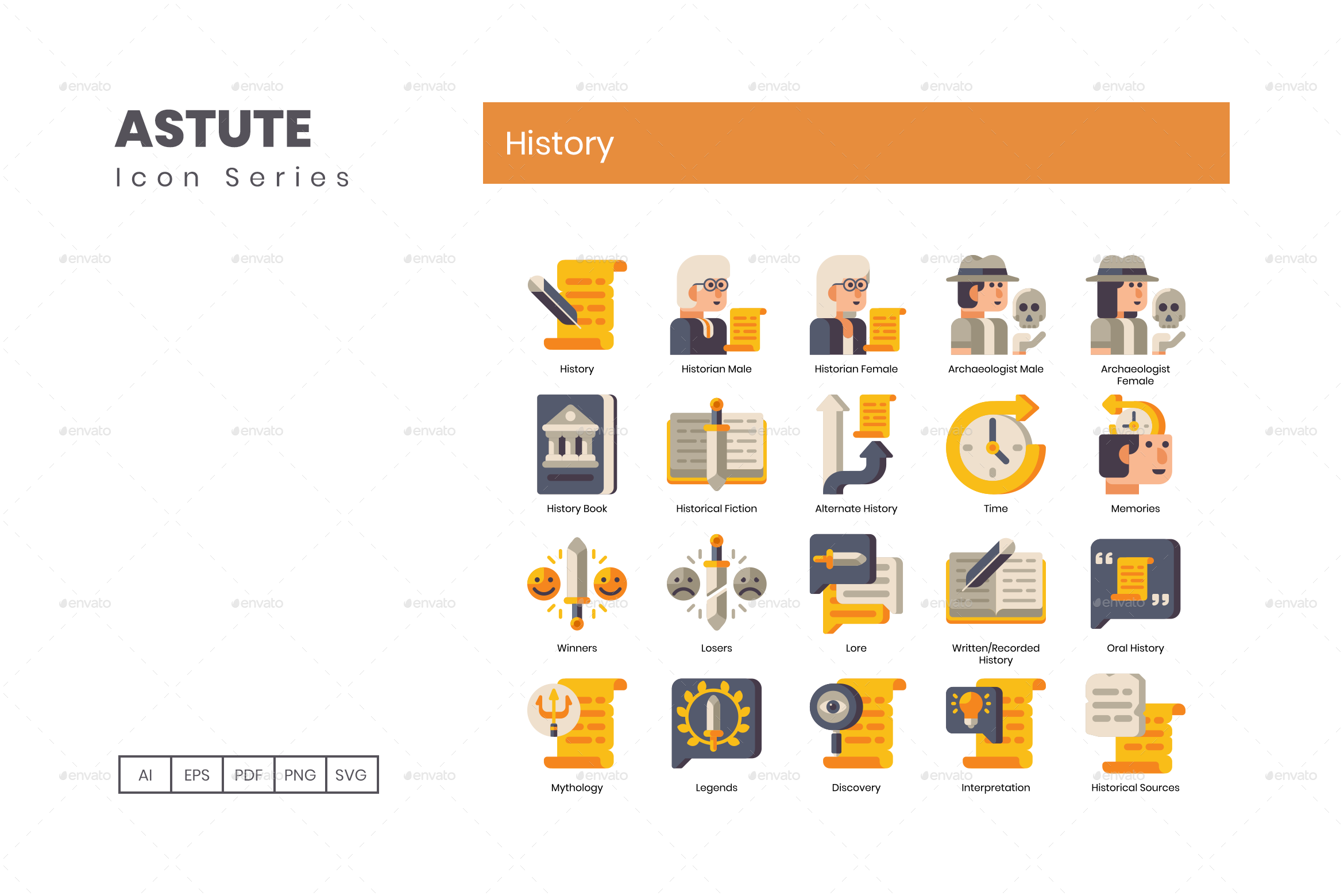80 History Icons | Astute Series, Icons | GraphicRiver