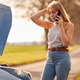 Woman With Broken Down Car On Country Road Calling For Help On Mobile Phone - PhotoDune Item for Sale