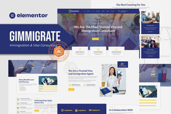 Gimmigrate - Immigration & Visa Consulting Elementor Template Kit