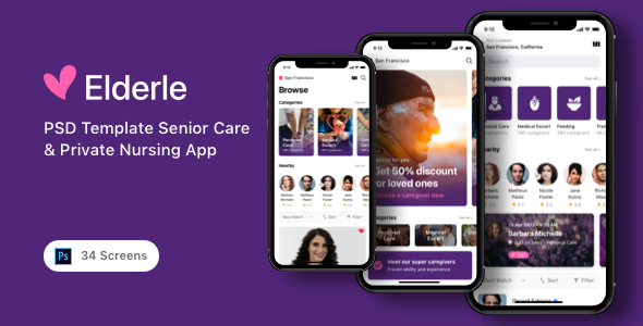 Elderle - PSD Template Senior Care & Private Nursing App