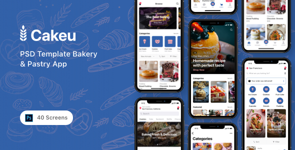 Cakeu - PSD Template Bakery & Pastry App