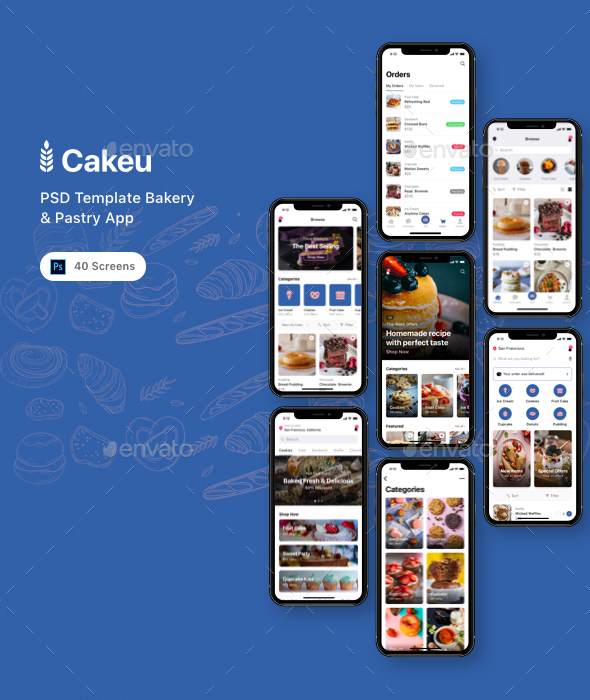 Cakeu - PSD Template Bakery & Pastry App