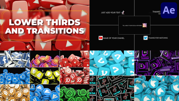 Social Media Lower Thirds And Transitions for After Effects