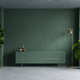 Living room with cabinet for tv on dark green color wall background. - PhotoDune Item for Sale