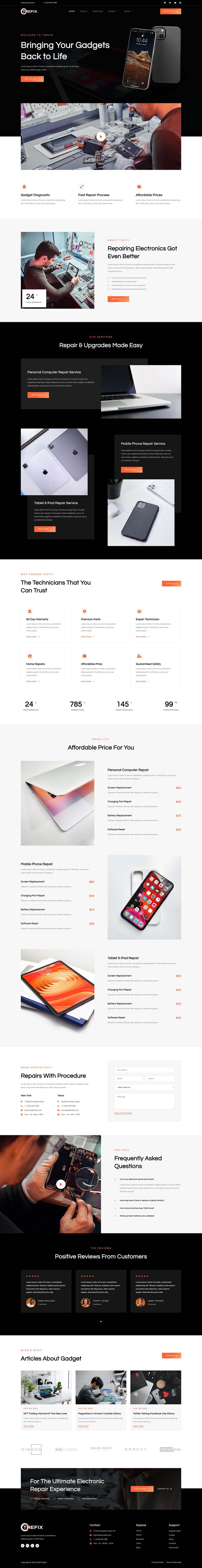 Trefix - Electronics & Gadgets Repair Services Elementor Template Kit