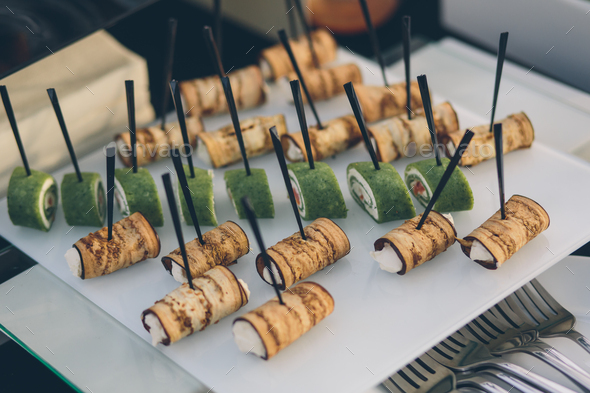 Photo Of Snacks On A Buffet Banquet Table Cold Snack Dishes Stock Photo