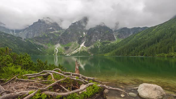 Clouds Over Morskie Oko lake in Tatra Mountains