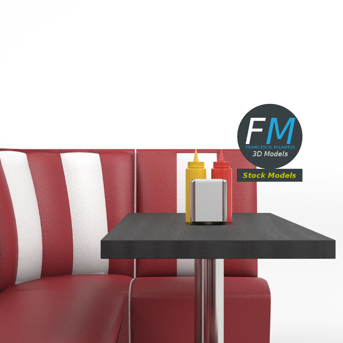 Food Service Seating- Booth Set for Restaurant or Food Service 3D model