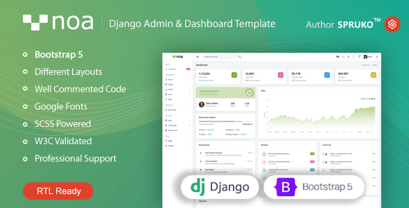 NOA – Django Admin & Dashboard Template