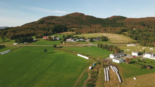 Amazing Mountain And Field Landscape Of Skjerstadfjorden In Norway - aerial shot alt