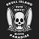 Skull With Surfboard T-shirt Design
