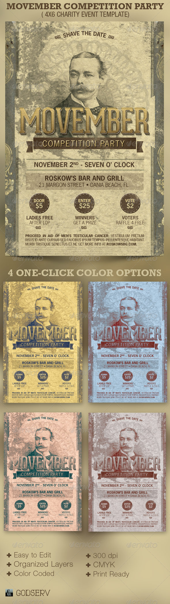 Movember Competition Party Flyer Template - Clubs & Parties Events