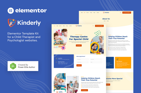 Kinderly – Child Therapist & Psychologist Elementor Template Kit