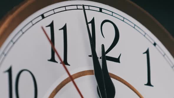 Old Retro Wall Clock with Moving Second Hand on White Circular Dial alt