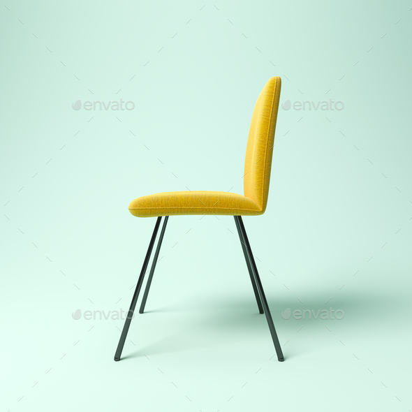 yellow chair on blue background - Stock Photo - Images