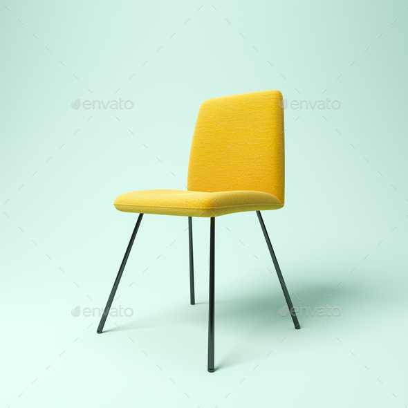 yellow chair on blue background  - Stock Photo - Images