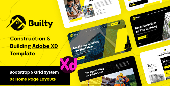 Free download Builty | Construction Adobe XD Template