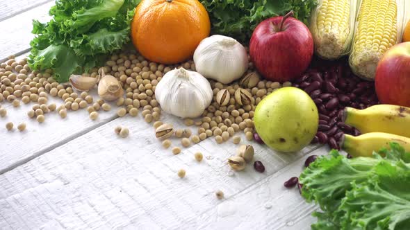 Mixed different kind of healthy medicinal  fruits, vegetables, nuts and herbal spices