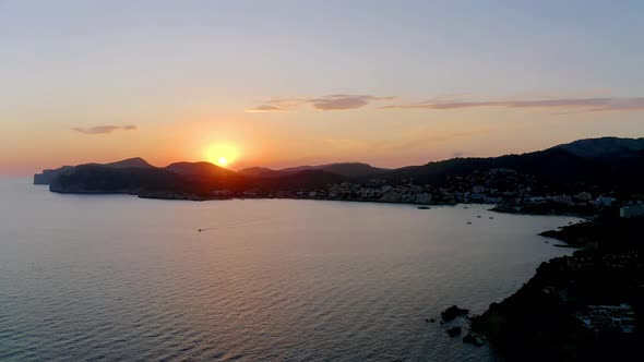 View of Costa de la Calma at sunset, Mallorca, Spain alt