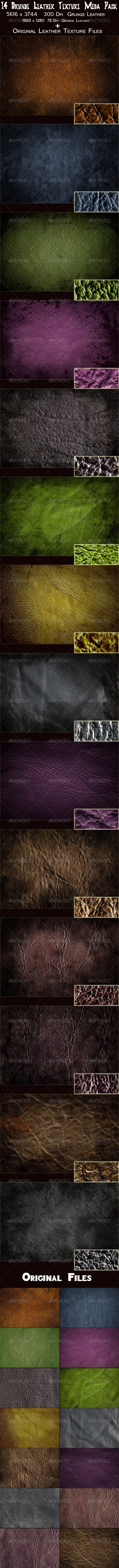 14 Grunge Leather Texture Mega Pack - Fabric Textures