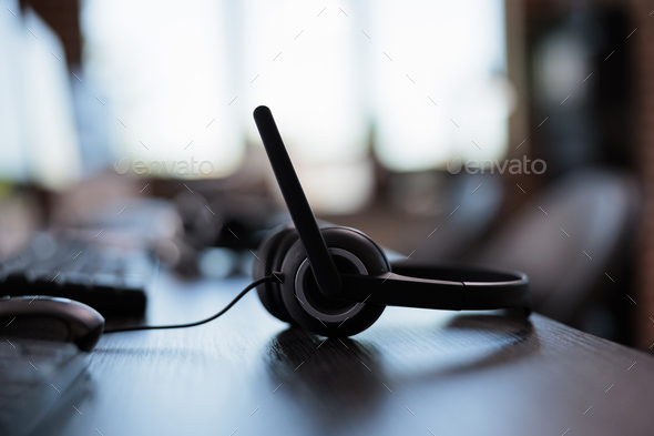 Call center equipment to chat with clients on telephone helpline