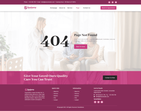 Seniorsy - Senior Care Services Elementor Template Kit By Rometheme