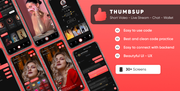 ThumbsUp - Short Video App, Video Creating & Sharing App, Social Media (iOS UI Kit Swift UI)