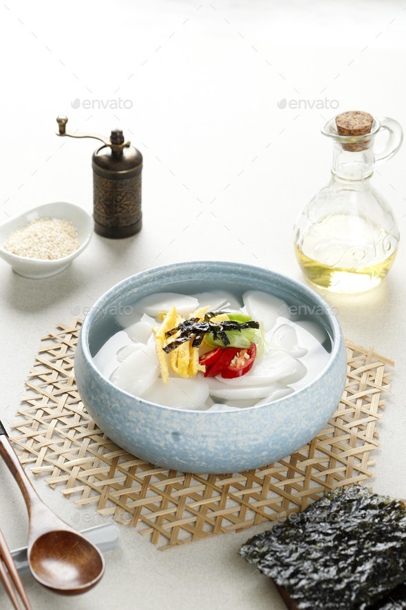 Tteokguk Korean Rice Cake Bar Soup for Seollal New Yea Stock Photo by