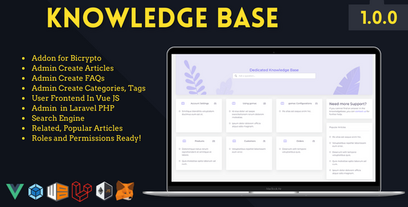 Knowledge Base & FAQs addon for Bicrypto
