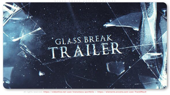 Glass Break Action Trailer Video Displays template preview