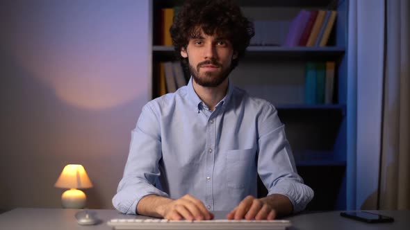 POV Shot of Cheerful Handsome Young Man Looking at Camera and Showing ThumbUp Gesture alt