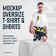10  Mockups Oversize T-shirt and Shorts Kit  on the Cube