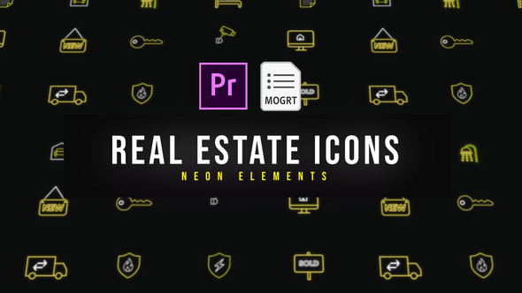 Real Estate Neon Icons