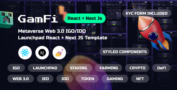 GamFi - Metaverse Web3 IGO Launchpad React, Next JS Template