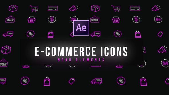 E-Commerce Neon Icons | Resizable