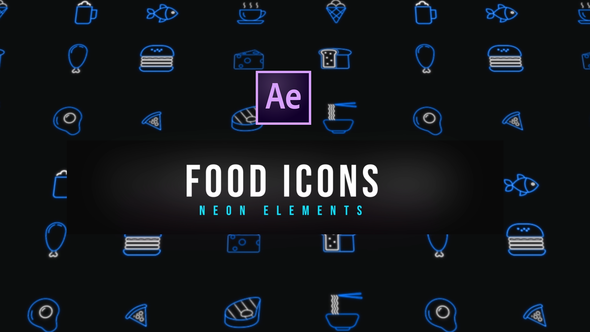 Food Neon Icons | Resizable