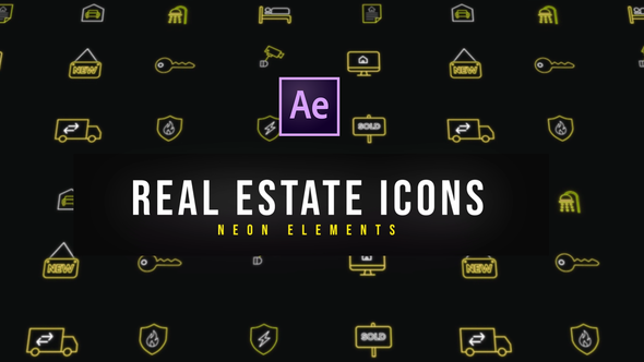 Real Estate Neon Icons | Resizable